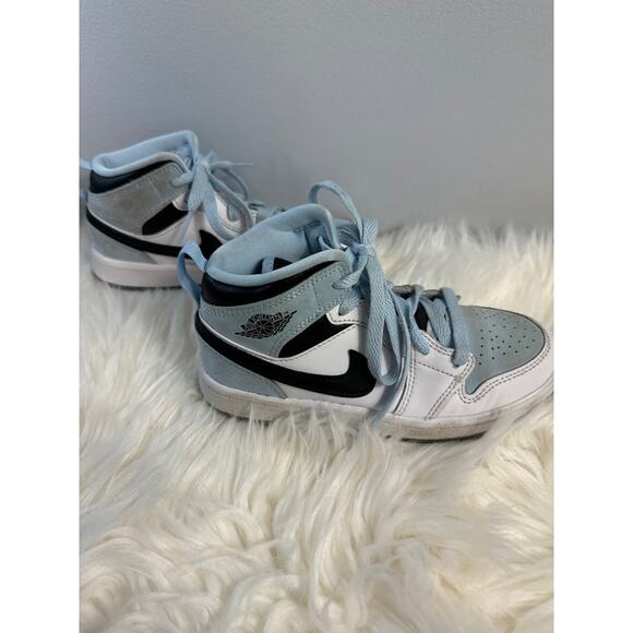 Nike Air Jordan High Tops White Black Powdered Blue Toddle Sneakers size 13C - Picture 8 of 9